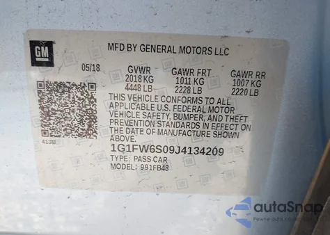 2018 Chevrolet Bolt Ev Lt from USA, damaged, VIN 1G1FW6S09J4134209